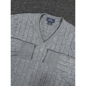 Brooks Brothers 346 Sweater Men's Medium Gray Cable Knit Merino Wool Preppy